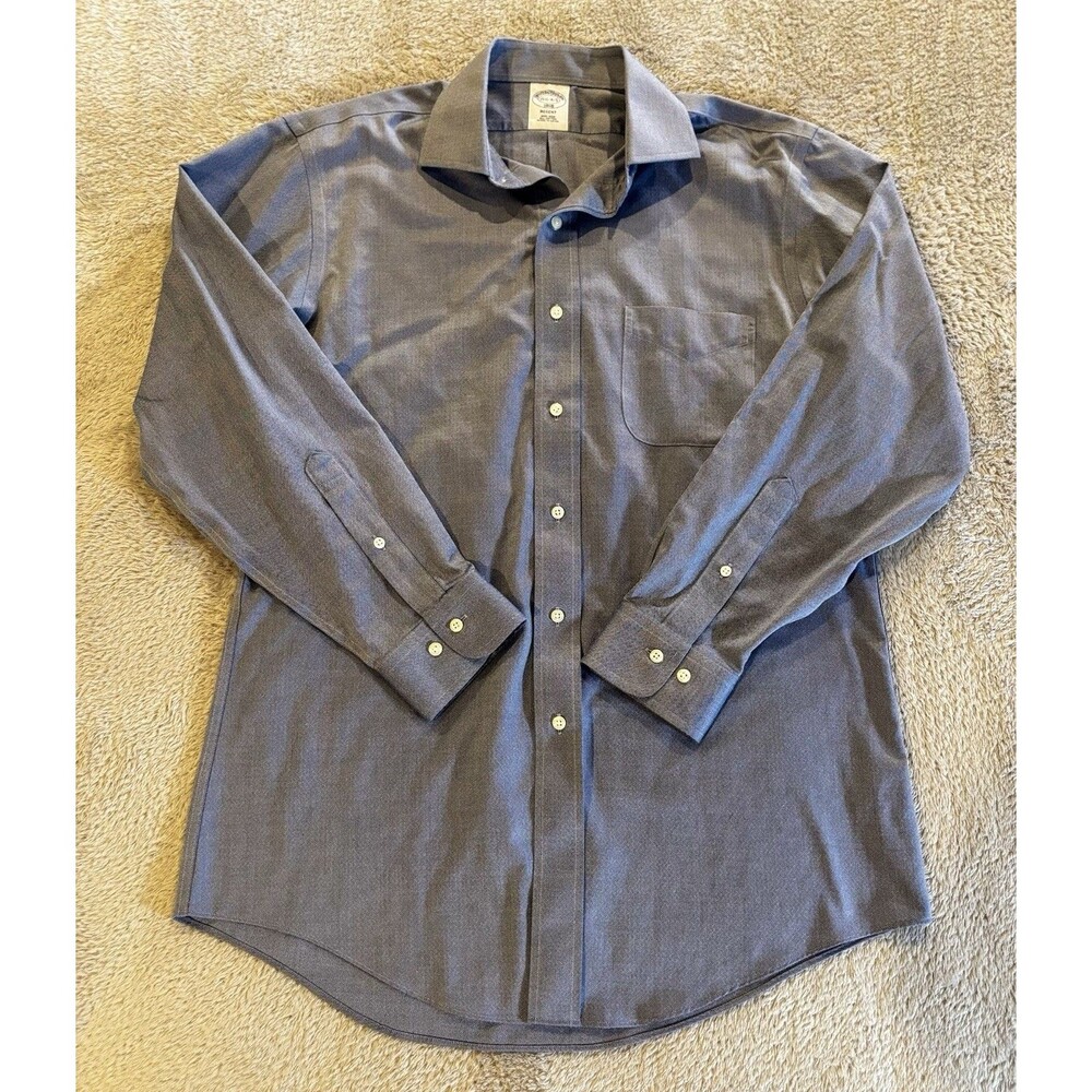 BROOKS BROTHERS Men's 15.5  4/5 REGENT Dress Shirt Solid Blue NON IRON Orig Polo